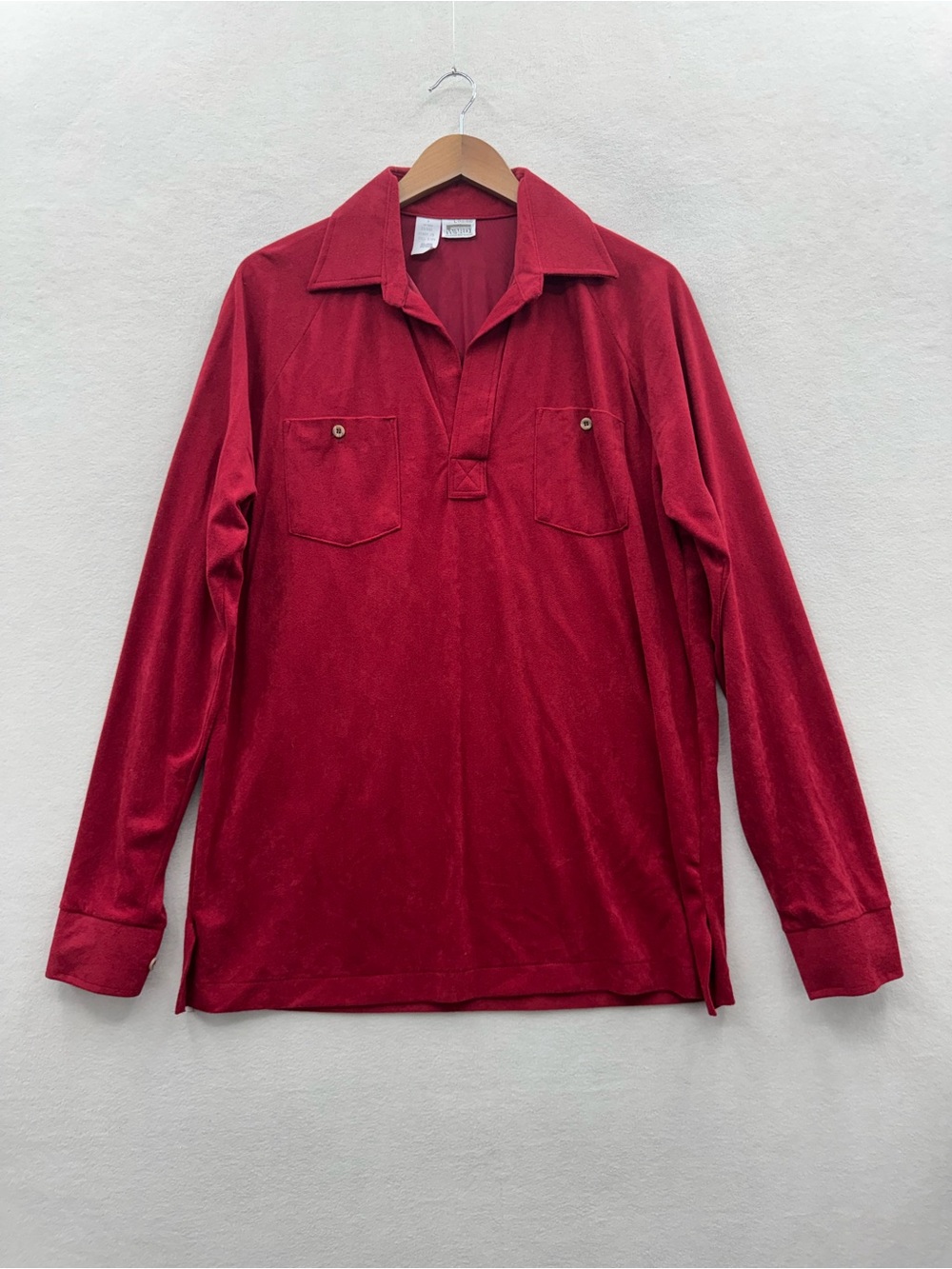Vintage Montgomery Ward Men’s Large Long Sleeve Polo Shirt Terry Cloth 70s